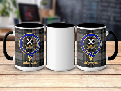 Physical Item 15oz / Black Offutt Clan Scottish Tartan Crest Mug