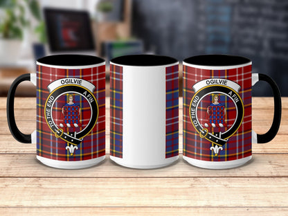 Physical Item 15oz / Black Ogilvie Clan Scottish Tartan Mug