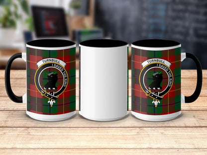 Physical Item 15oz / Black Turnbull Clan Scottish Tartan Crest Mug