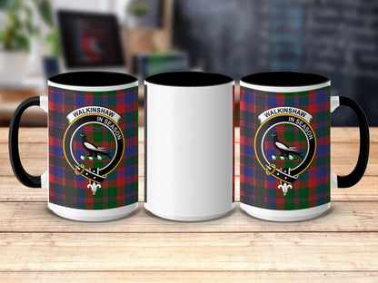 Physical Item 15oz / Black Walkinshaw Clan Scottish Tartan Crest Mug