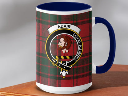 Physical Item 15oz / Dark Blue Adair Clan Scottish Tartan Crest Mug