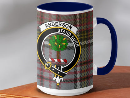 Physical Item 15oz / Dark Blue Anderson Clan Crest Tartan Scottish Mug