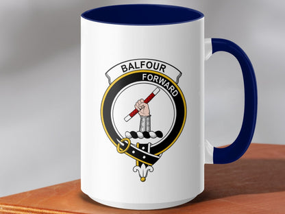 Physical Item 15oz / Dark Blue Balfour Clan Crest Tartan Scottish Mug