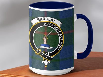 Physical Item 15oz / Dark Blue Barclay Clan Crest Tartan Scottish Mug