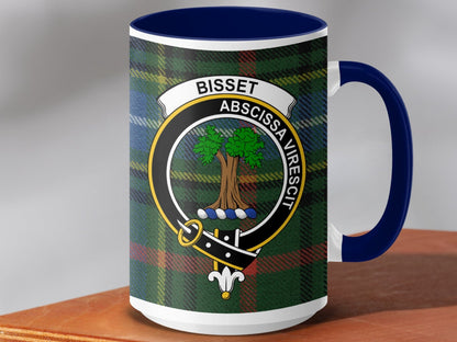 Physical Item 15oz / Dark Blue Bisset Clan Scottish Tartan Mug