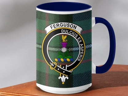 Ferguson Clan Dulcius Ex Asperis Tartan Mug - Celtic Ancestry Gifts