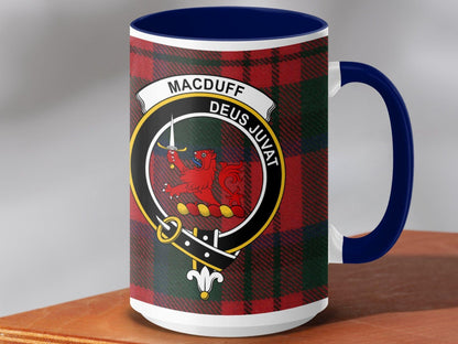Physical Item 15oz / Dark Blue Macduff Clan Crest Tartan Scottish Mug