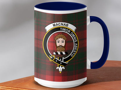 Physical Item 15oz / Dark Blue Macnab Clan Scottish Tartan Crest Mug