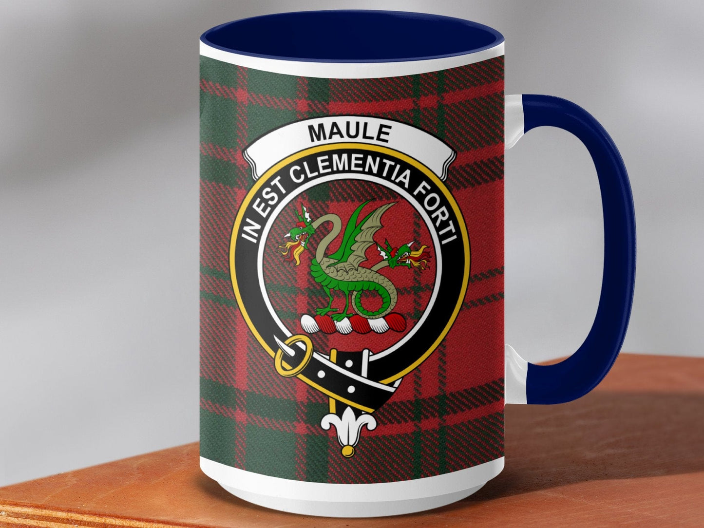 Physical Item 15oz / Dark Blue Maule Clan Scottish Tartan Mug