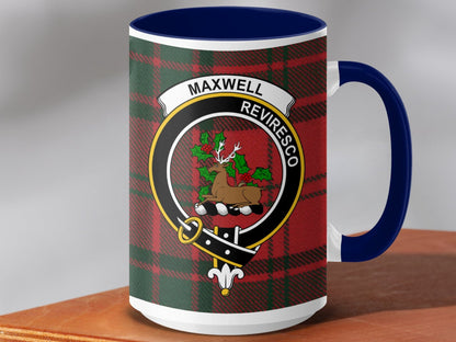 Physical Item 15oz / Dark Blue Maxwell Clan Scottish Tartan Mug