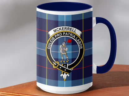 Physical Item 15oz / Dark Blue McKerrell Clan Crest Tartan Scottish Mug