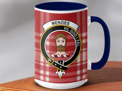 Physical Item 15oz / Dark Blue Menzies Clan Scottish Tartan Mug