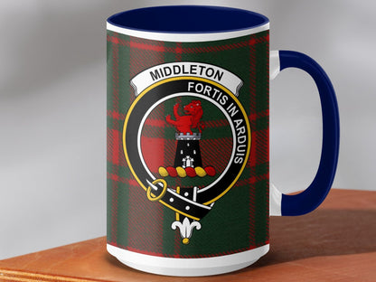 Physical Item 15oz / Dark Blue Middleton Clan Fortis In Arduis Tartan Mug