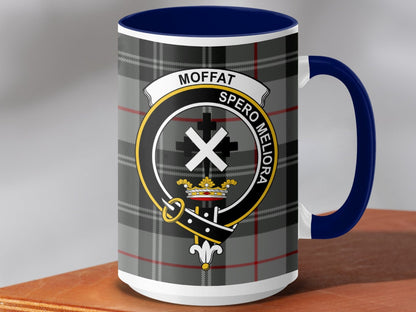 Physical Item 15oz / Dark Blue Moffat Clan Scottish Tartan Plaid Mug