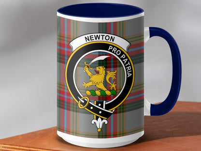 Physical Item 15oz / Dark Blue Newton Clan Scottish Tartan Mug