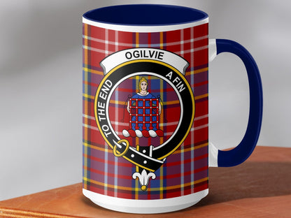 Physical Item 15oz / Dark Blue Ogilvie Clan Scottish Tartan Mug