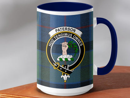 Paterson Clan Crest Tartan Scottish Mug - Celtic Ancestry Gifts