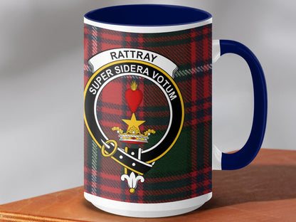 Physical Item 15oz / Dark Blue Rattray Clan Crest Tartan Scottish Mug