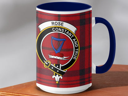 Physical Item 15oz / Dark Blue Rose Clan Crest Tartan Scottish Mug