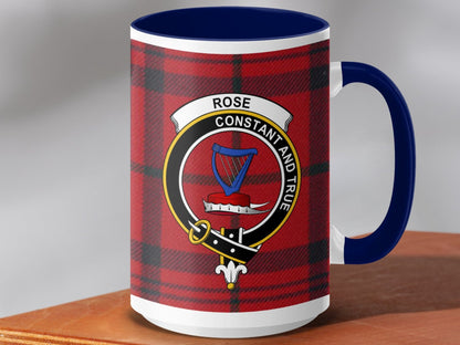 Physical Item 15oz / Dark Blue Rose Clan Crest Tartan Scottish Mug