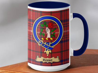 Physical Item 15oz / Dark Blue Rose Clan Scottish Tartan Crest Mug