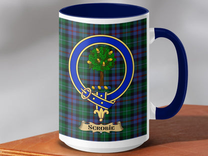 Physical Item 15oz / Dark Blue Scrobie Clan Scottish Tartan Crest Mug