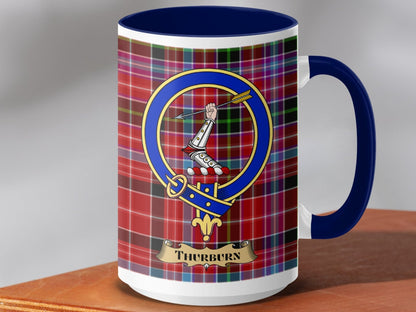 Physical Item 15oz / Dark Blue Thurburn Clan Scottish Tartan Crest Mug