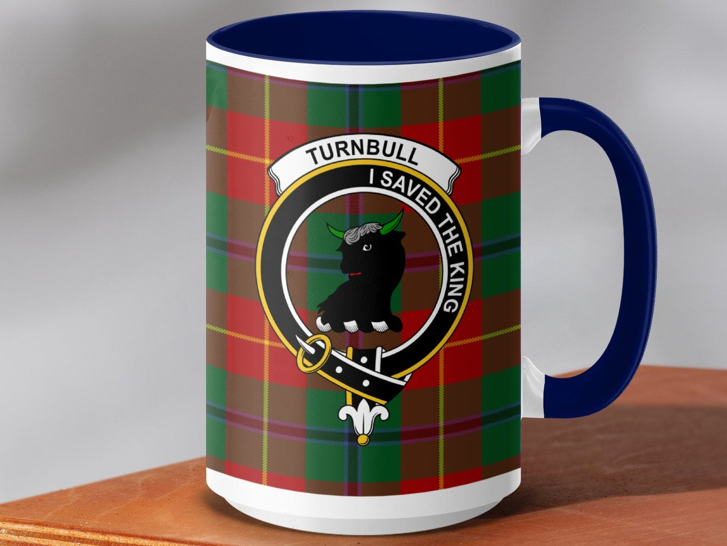 Physical Item 15oz / Dark Blue Turnbull Clan Scottish Tartan Crest Mug