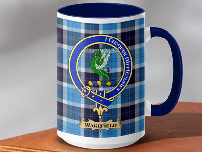 Physical Item 15oz / Dark Blue Wakefield Clan Scottish Tartan Crest Mug