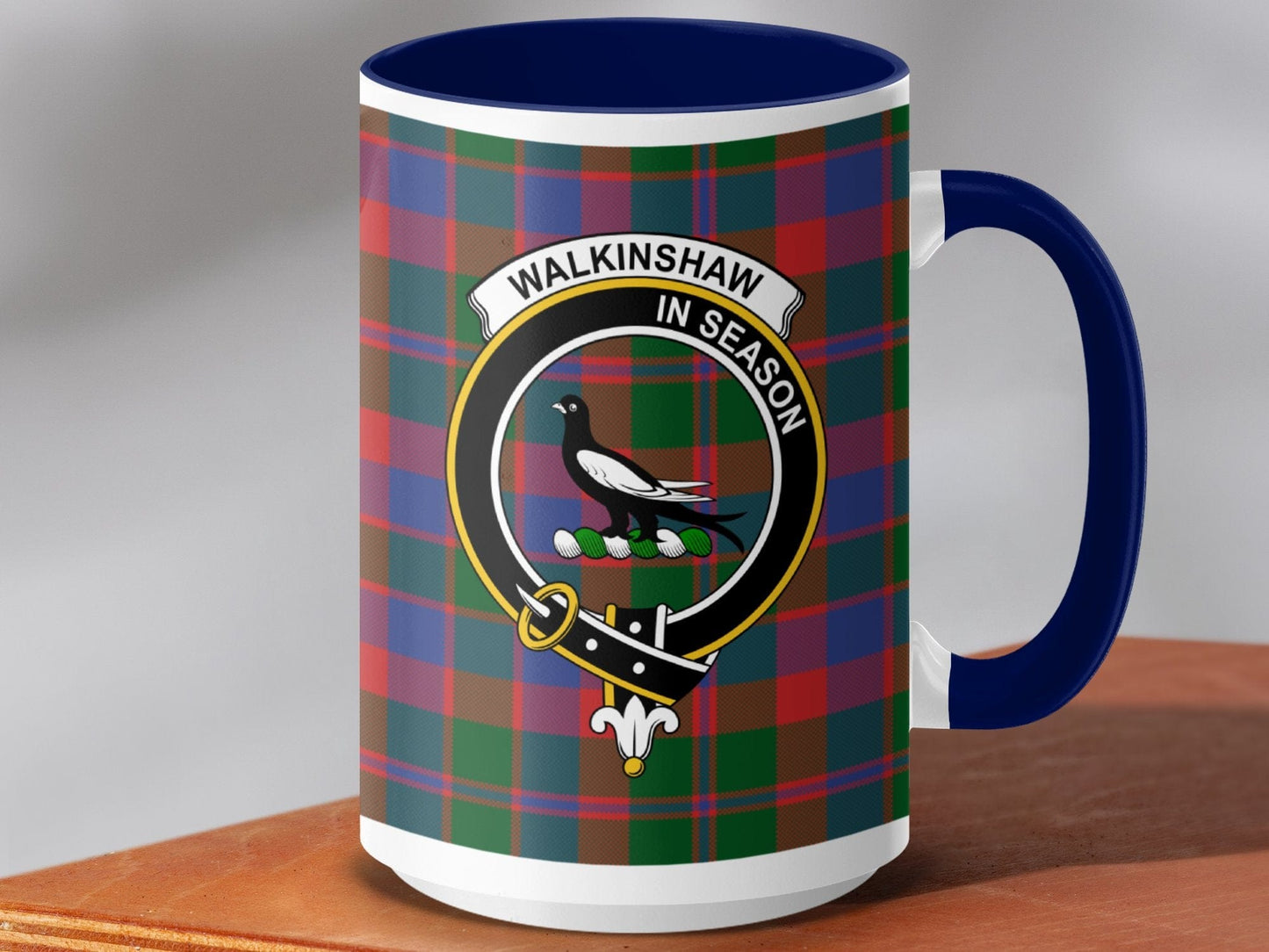 Physical Item 15oz / Dark Blue Walkinshaw Clan Scottish Tartan Crest Mug