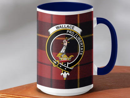 Physical Item 15oz / Dark Blue Wallace Clan Scottish Tartan Crest Mug