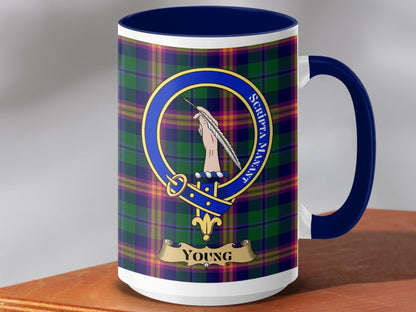 Physical Item 15oz / Dark Blue Young Clan Scottish Tartan Crest Mug