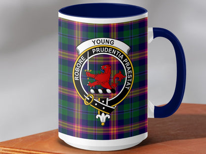 Physical Item 15oz / Dark Blue Young Clan Scottish Tartan Crest Mug