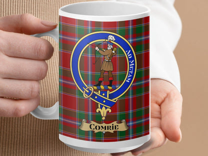Physical Item 15oz / White Comrie Clan Scottish Tartan Crest Mug