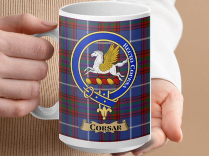 Physical Item 15oz / White Corsar Clan Scottish Tartan Crest Mug