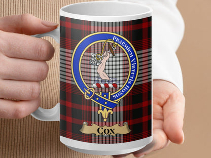 Physical Item 15oz / White Cox Clan Scottish Tartan Crest Mug