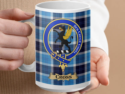 Physical Item 15oz / White Cross Clan Scottish Tartan Crest Mug