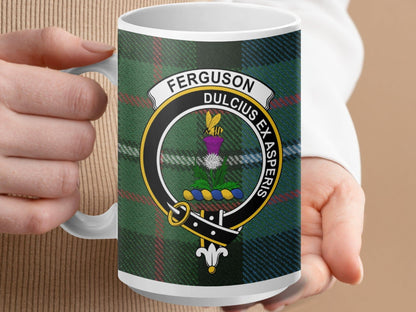 Ferguson Clan Dulcius Ex Asperis Tartan Mug - Celtic Ancestry Gifts