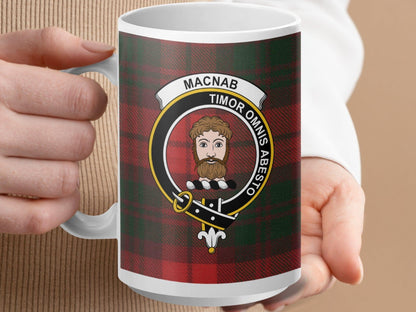Physical Item 15oz / White Macnab Clan Scottish Tartan Crest Mug