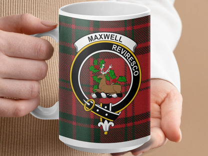 Physical Item 15oz / White Maxwell Clan Scottish Tartan Mug