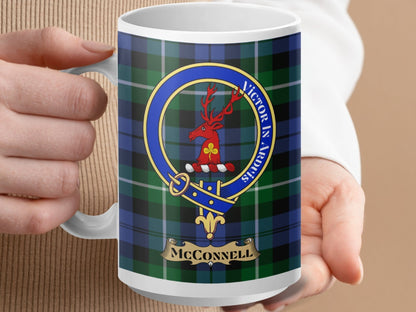 Physical Item 15oz / White McConnell Clan Scottish Tartan Crest Mug