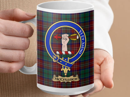 Physical Item 15oz / White McCulloch Clan Scottish Tartan Crest Mug