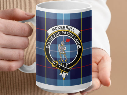 Physical Item 15oz / White McKerrell Clan Crest Tartan Scottish Mug