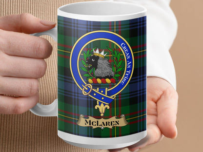 Physical Item 15oz / White McLaren Clan Scottish Tartan Crest Mug