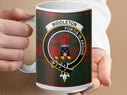 Physical Item 15oz / White Middleton Clan Fortis In Arduis Tartan Mug