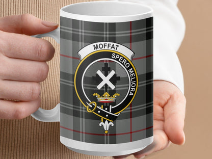 Moffat Clan Crest Tartan Scottish Mug - Celtic Ancestry Gifts
