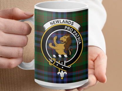 Physical Item 15oz / White Newlands Clan Pro Patria Scottish Tartan Mug