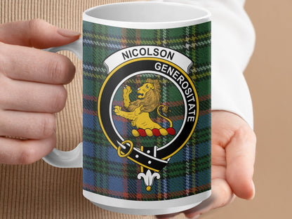 Physical Item 15oz / White Nicolson Clan Scottish Tartan Mug