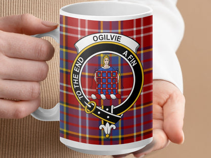 Physical Item 15oz / White Ogilvie Clan Scottish Tartan Mug