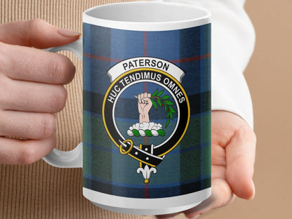 Paterson Clan Crest Tartan Scottish Mug - Celtic Ancestry Gifts